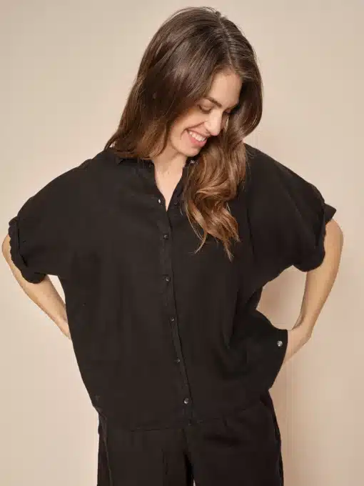 Mos Mosh Aven Linen Shirt Black