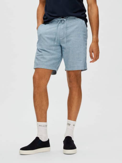 Selected Homme Brody Linen Shorts Deep Water