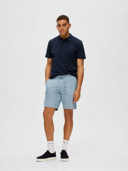 Selected Homme Brody Linen Shorts Deep Water