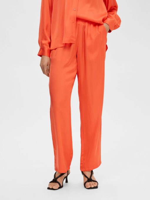 Selected Femme Franziska Satin Pants Emberglow