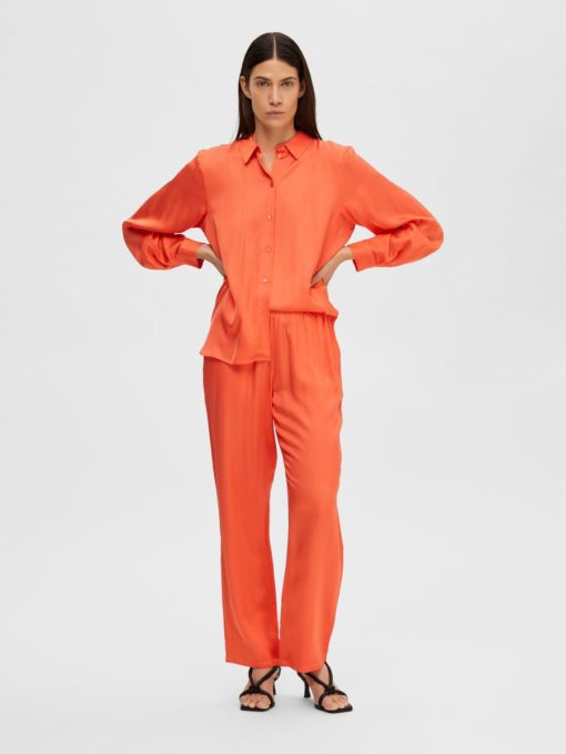 Selected Femme Franziska Satin Pants Emberglow