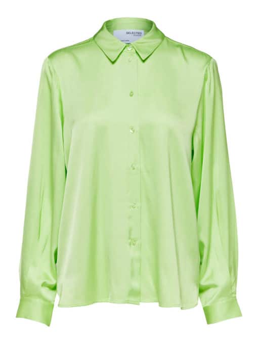 Selected Femme Franziska Satin Shirt Sharp Green