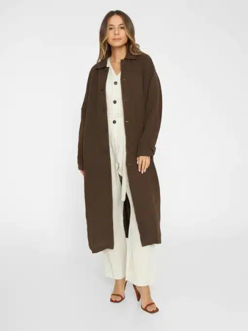 Knowledge Cotton Apparel Loose Linen Car Coat Cub