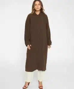 Knowledge Cotton Apparel Loose Linen Car Coat Cub