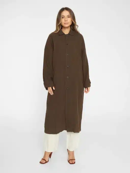 Knowledge Cotton Apparel Loose Linen Car Coat Cub