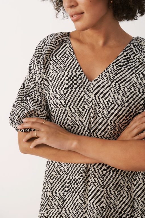 Part Two Arisa Dress Black Graphic Check