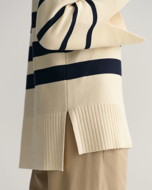 Gant Woman Breton Open Collar Knit Cream