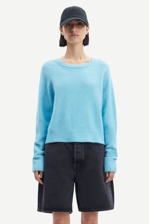 Samsoe & Samsoe Nor O-neck Short Blue Topaz