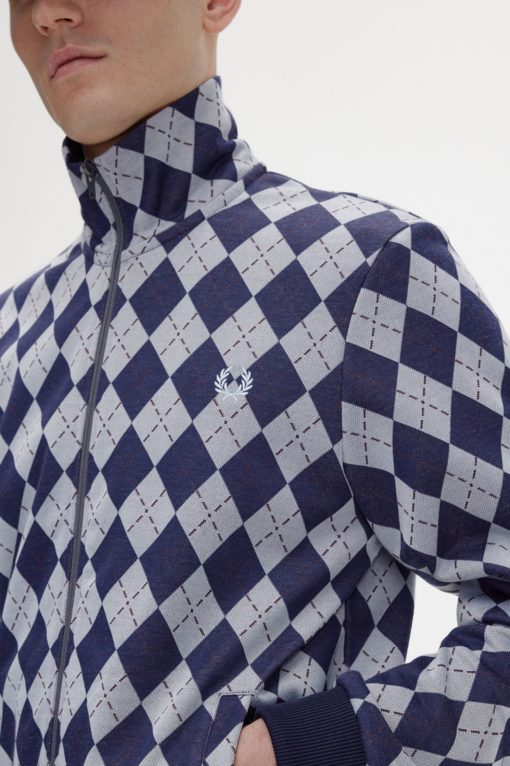 Fred Perry Argyle Track Jacket Ice Blue