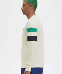 Fred Perry Panelled Long Sleeve T-shirt Ecru