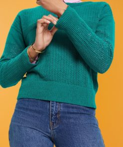 Esprit Pointelle Sweater Emerald Green