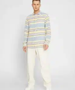 Knowledge Cotton Apparel Custom Fit Horizontal Striped Shirt
