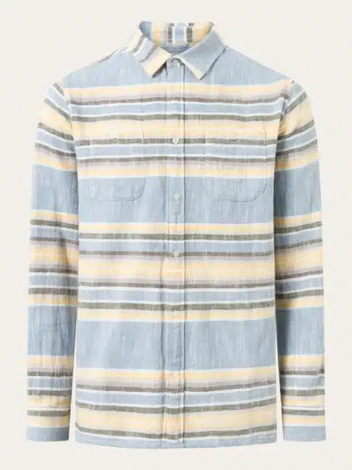 Knowledge Cotton Apparel Custom Fit Horizontal Striped Shirt
