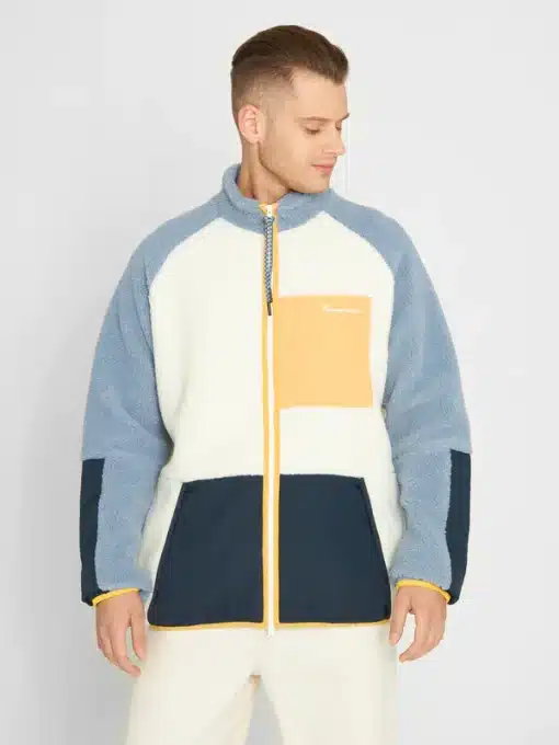 Knowledge Cotton Apparel Teddy Polyester Zip Sweat Jacket Egret