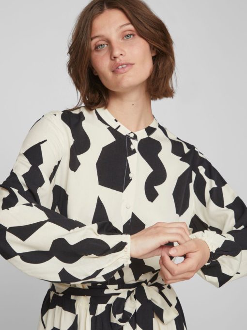 Vila Cola L/S Midi Shirt Dress Cloud Dancer
