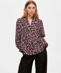 Selected Femme Mivi AOP Top Black