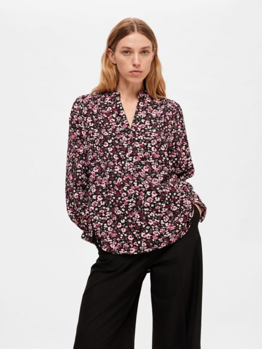 Selected Femme Mivi AOP Top Black