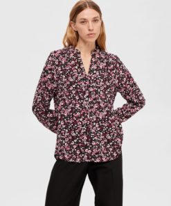 Selected Femme Mivi AOP Top Black