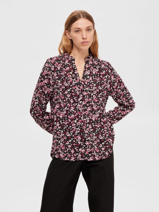 Selected Femme Mivi AOP Top Black