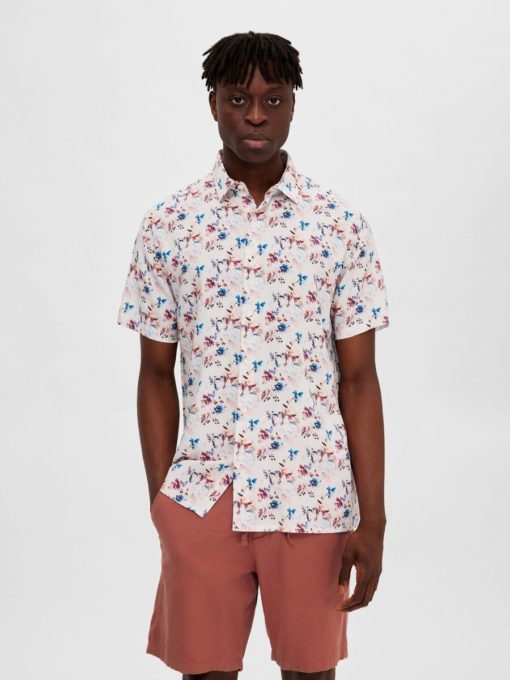Selected Homme Alfred Shirt AOP Bright White