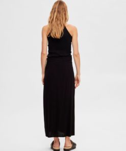 Selected Femme Evita Knotted Ankle Skirt Black