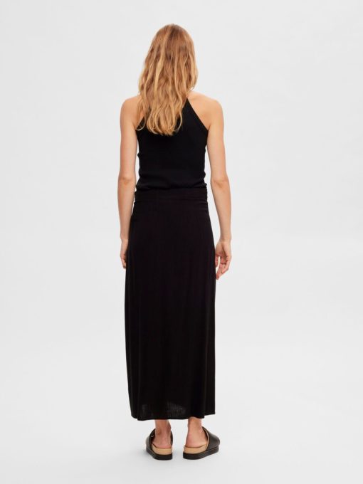 Selected Femme Evita Knotted Ankle Skirt Black