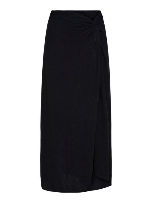 Selected Femme Evita Knotted Ankle Skirt Black