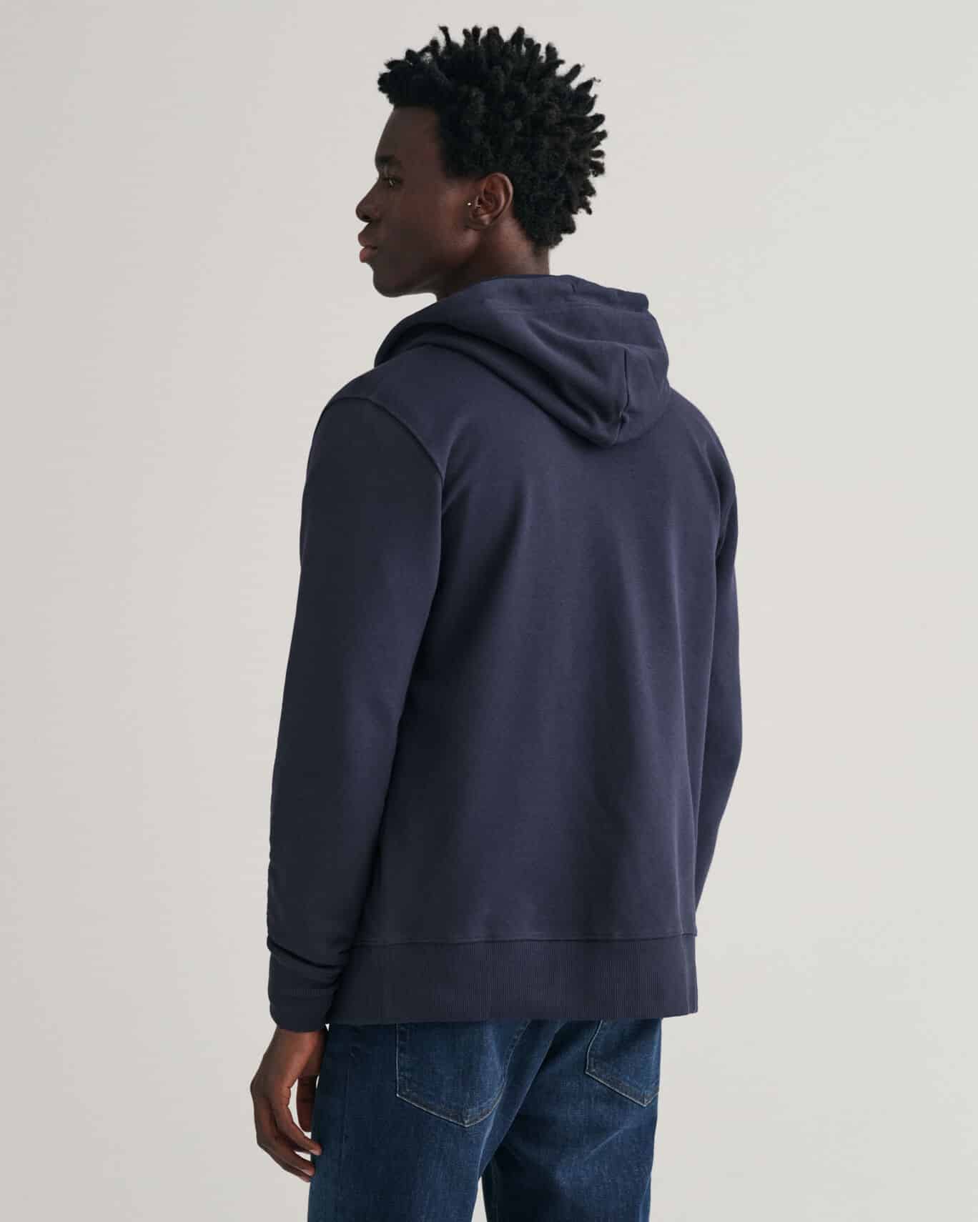 Buy Gant Shield Full Zip Hoodie Evening Blue Scandinavian Fashion Store