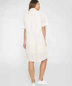 Knowledge Cotton Apparel A-Shape Broderi Anglaise Dress Egret