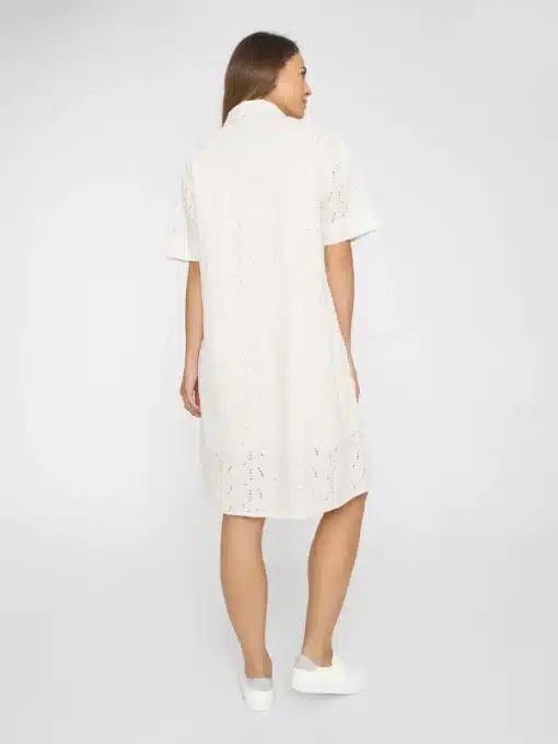 Knowledge Cotton Apparel A-Shape Broderi Anglaise Dress Egret