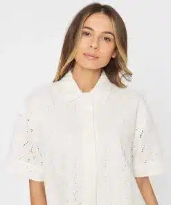 Knowledge Cotton Apparel A-Shape Broderi Anglaise Dress Egret