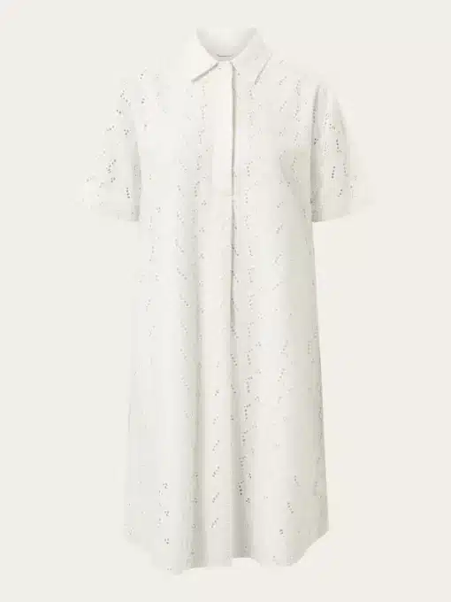 Knowledge Cotton Apparel A-Shape Broderi Anglaise Dress Egret