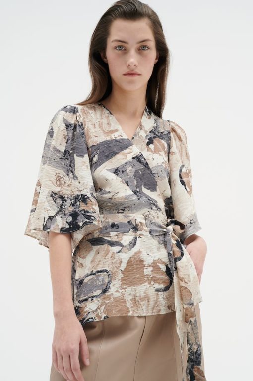 InWear Elital Wrap Top Graffiti Wall Grey
