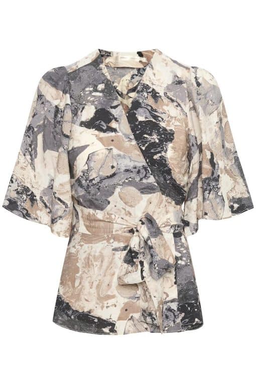 InWear Elital Wrap Top Graffiti Wall Grey