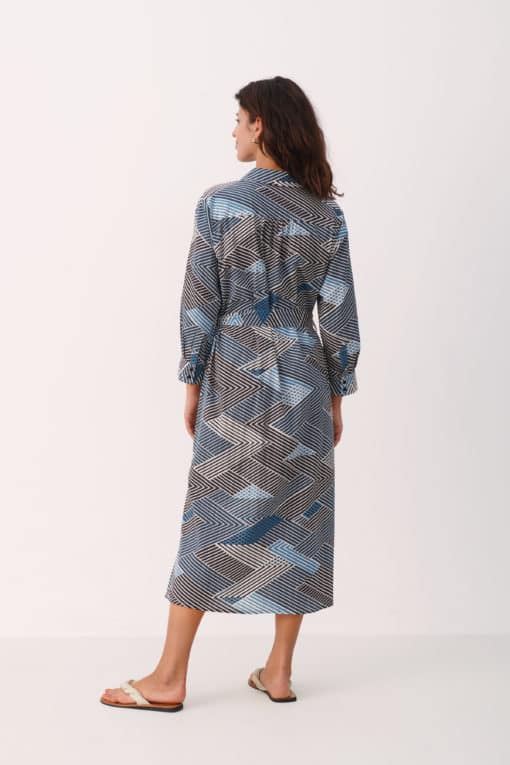 Part Two Binti Dress Midnight Navy Zig Zag Print