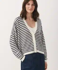 Part Two Bessie Cardigan Midnight Navy Stripes