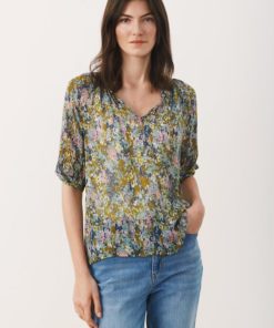 Part Two Popsy Blouse Midnight Navy Blurred Flower