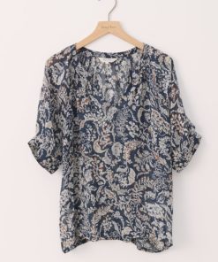 Part Two Popsy Blouse Midnight Navy Botanical