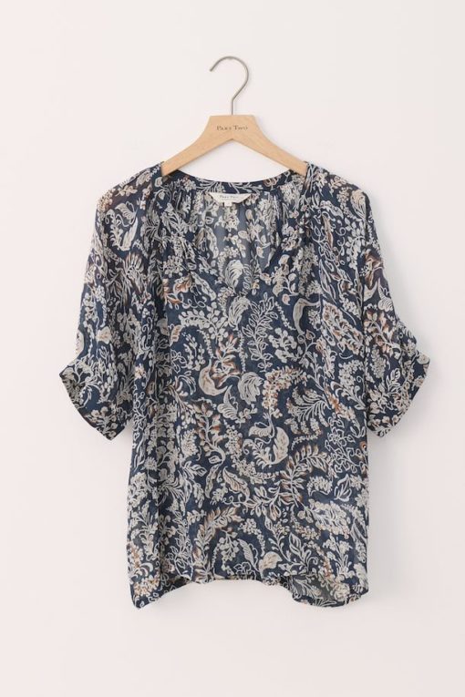 Part Two Popsy Blouse Midnight Navy Botanical