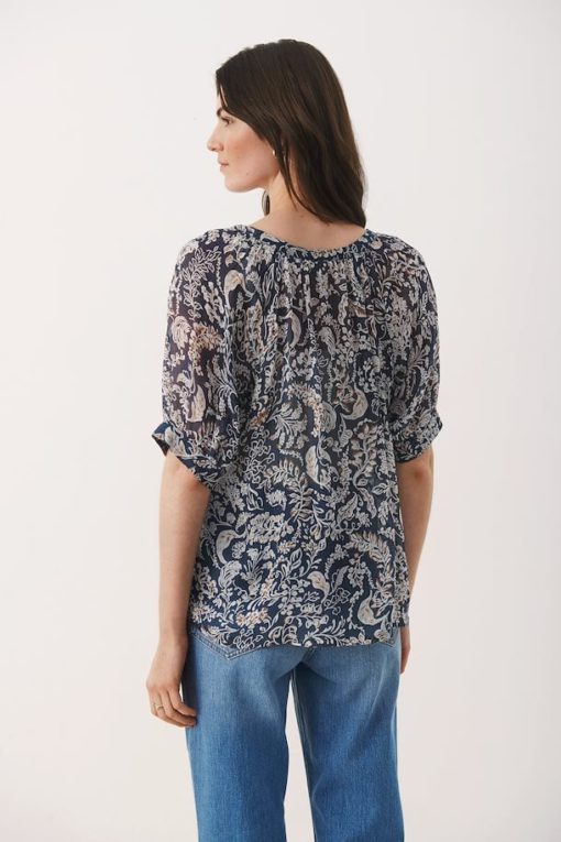 Part Two Popsy Blouse Midnight Navy Botanical