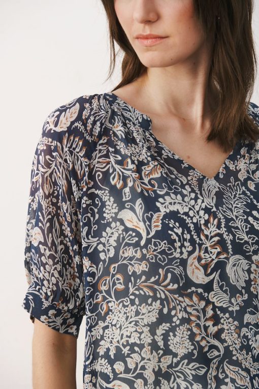Part Two Popsy Blouse Midnight Navy Botanical