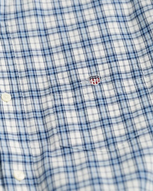 Gant Regular Poplin Micro Check Short Sleeve Shirt Gentle Blue