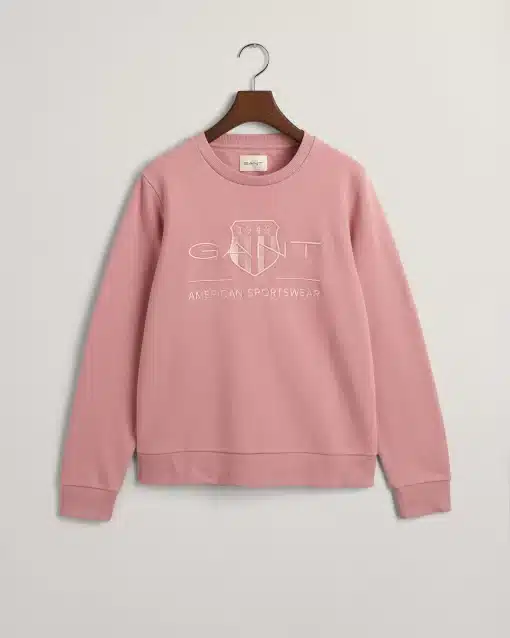 Gant Woman Tonal Shield C-Neck Sweat Faded Pink Melange