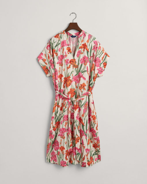 Gant Woman Iris Print Caftan Dress Eggshell