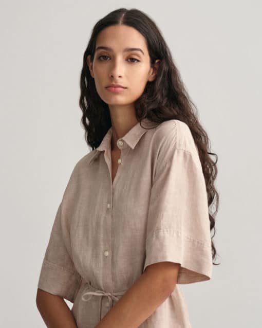 ガント Gant 【 Relaxed Fit Palm Print Linen Short Sleeve Shirt Women 】 レディース ガント Gant 【 Relaxed Fit Palm Print Linen Short Sleeve