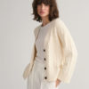 Gant Woman Herringbone V-neck Cardigan Cream
