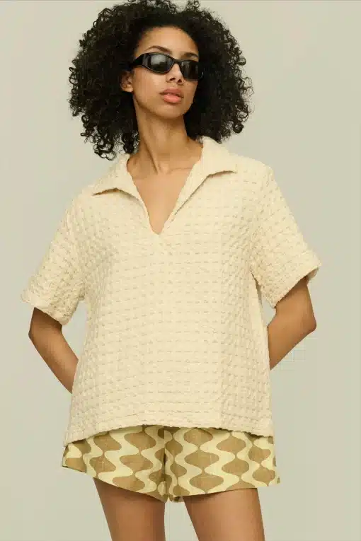 OAS Ecru Jaffa Waffle Shirt