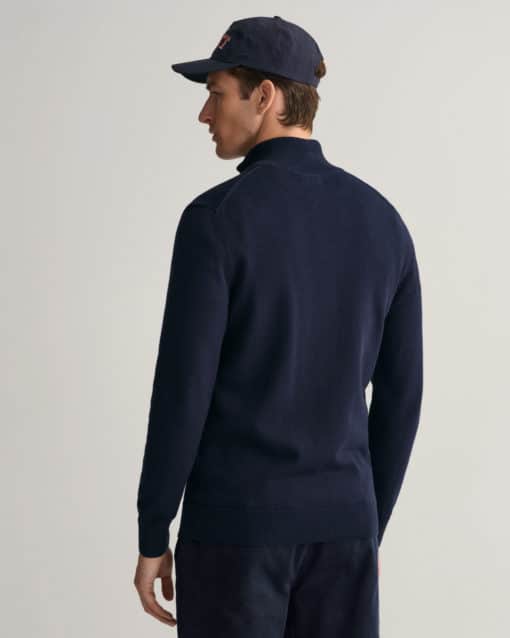 Gant Casual Cotton Zip Cardigan Evening Blue