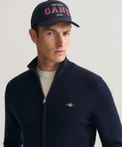 Gant Casual Cotton Zip Cardigan Evening Blue
