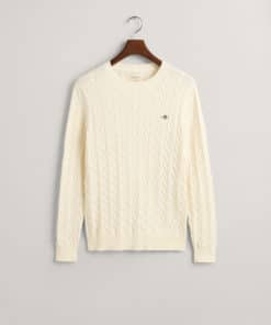 Gant Cotton Cable C-Neck Cream